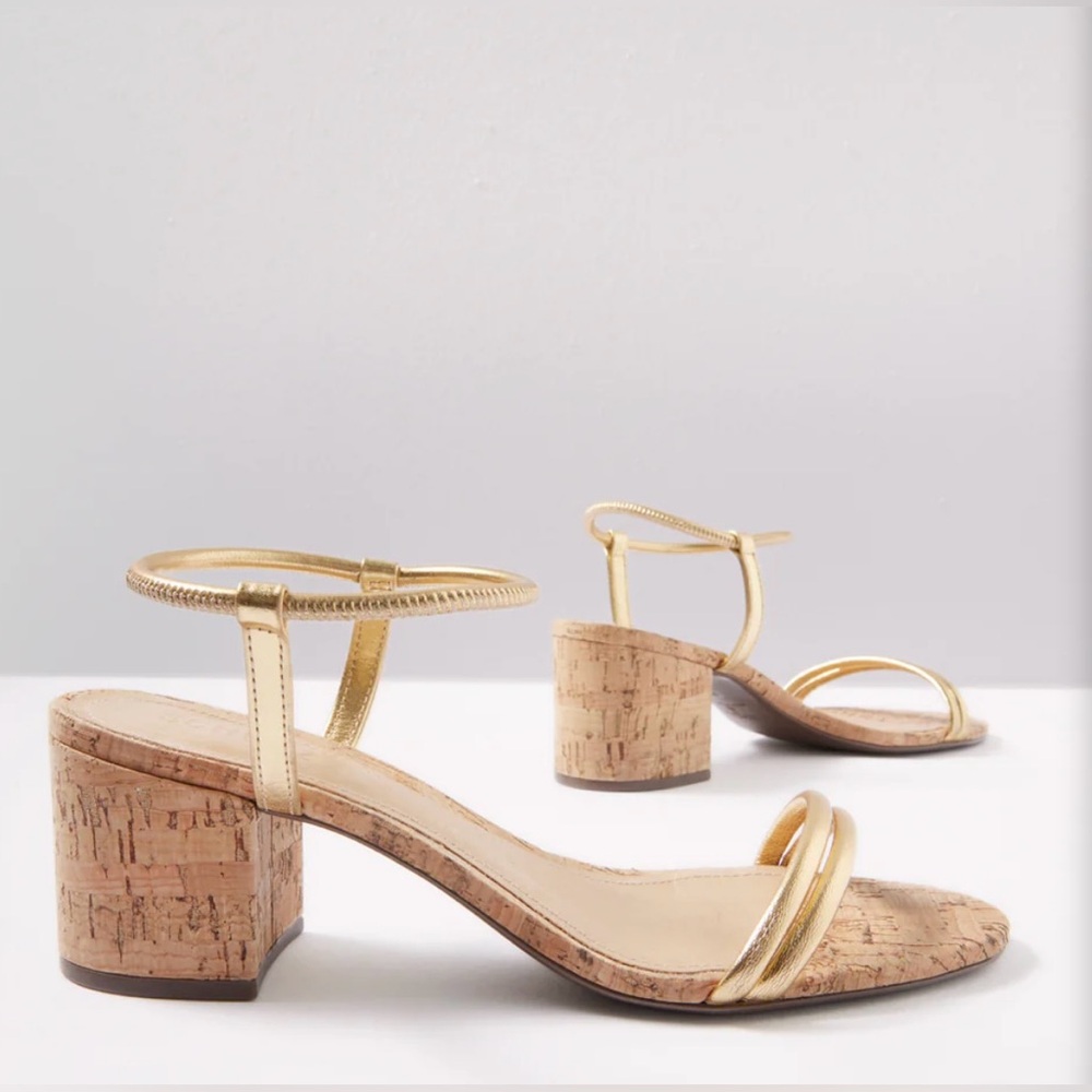 SCHUTZ Gold Heels with Cork Block